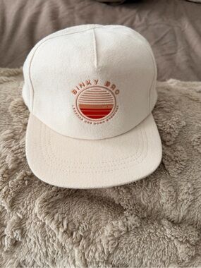 Binky Bro Embroidered Infant Hat in Cream with Sunset Accent